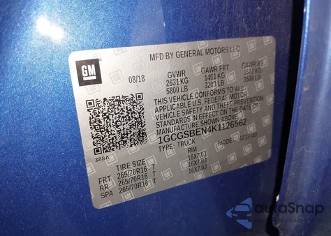 2019 Chevrolet Colorado Wt из США, поврежденный, VIN 1GCGSBEN4K1126562